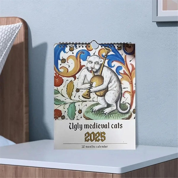 Medeltida Kattkalender 2025 Konstiga Medeltida Katter Väggkalender 2025 Fula Medeltida Katter Kalender 12