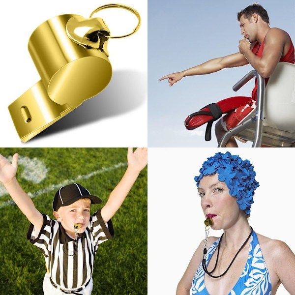 5-pack rostfria stål visselpipor, FineGood Högljudd metallvisselpipa med snodd för domare, tränare, livräddare, överlevnad, nödsituation