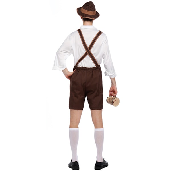 Herr Bayersk Lederhosen Tysk Oktoberfest Traditionella Shorts 2XL