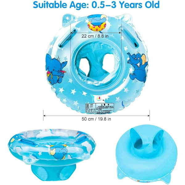 Baby Badring Justerbar Uppblåsbar Flyt Kids Badring Badtränare för Barn 6 Månader till 3 År
