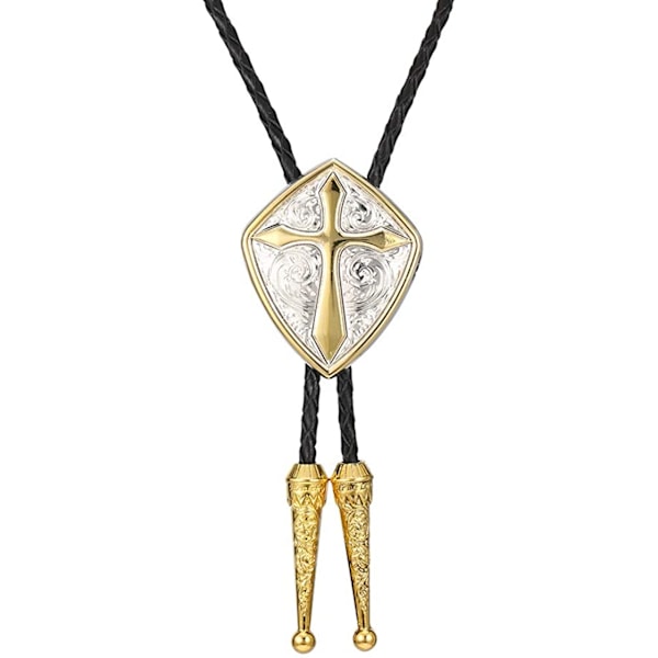 Cowboy Western Tie Bolo Tie til mænd Vintage Shield med hånd-KK1-