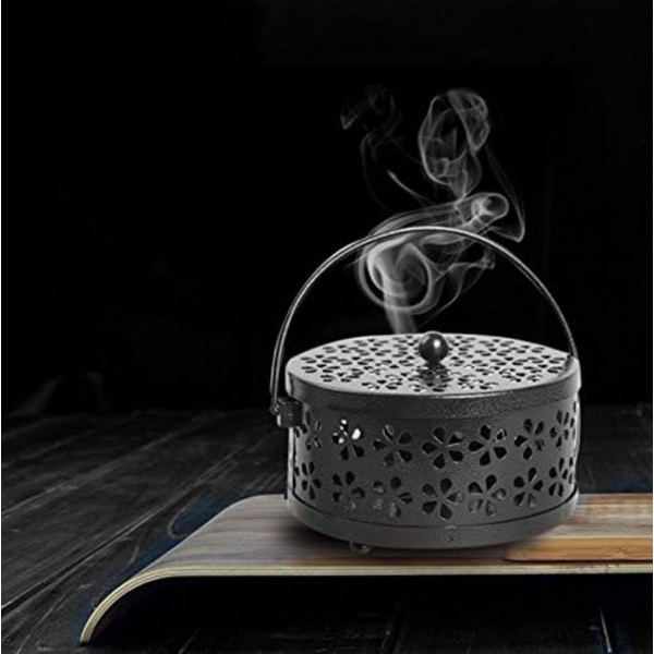 Flytbar Myggespiralholder Klassisk Metal Røgelsesholder (Sort)