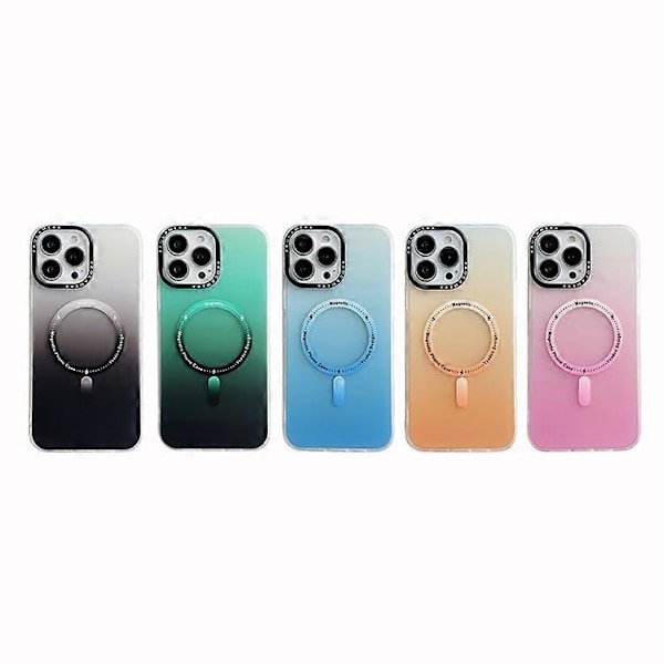 Sopii iPhone16:lle, mattapintainen gradientti Apple 15 magneettiladattava 14proMax pudotusturvallinen suojakotelo vihreä