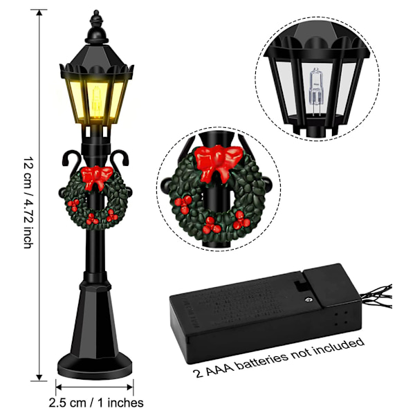 4 stk Jul Mini Gatebelysning Modeller Dukkehust Gatebelysning Miniatyr Village Pathway Lyktstolpe for DIY Mikro Landskap Fairy Garden Tilbehør 0.4
