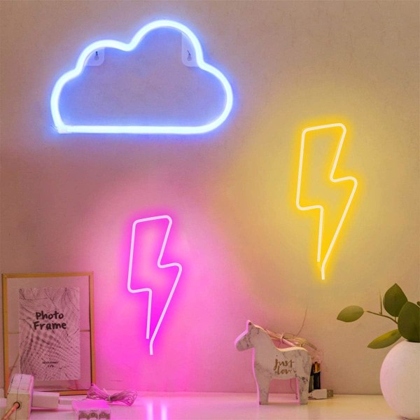 Lightning Neon, LED Blixtformad Neonskylt, Neon Batteri/USB