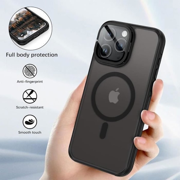 Etui + 2 hærdede glas til iPhone 16 Pro Max, gennemsigtigt etui med magnetisk cirkel og kamerabeskyttelse