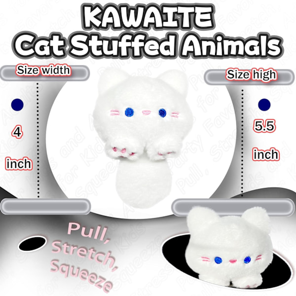 Hvide Kat Udstoppede Dyr, Kawaii Kat Plushies til Piger og Drenge, Bløde Katte Mini Plushie Legetøjs Nøgleringe, Sjove Knusbare Plushie Legetøj til Børn, Udstoppet Dyr