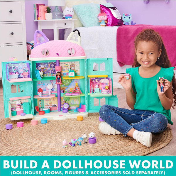 Gabby's Dollhouse, Deluxe figurset med 7 leksagsfigurer og overraskelsestilbehør, legetøj til børn fra 3 år