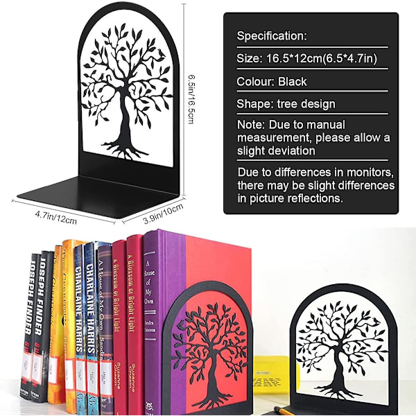 Kirjanpidikkeet, Mini kirjanpidin, Metal Tree Of Life kirjanjakaja, toimiston sisustukseen, lapsille, kouluihin, design, cd, kirjakauppa, kirjahylly, musta 1 pari