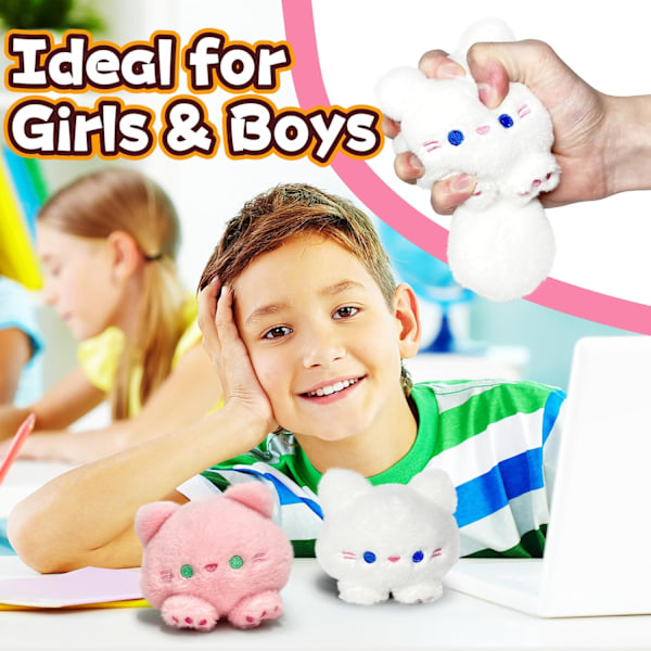 Hvide Kat Udstoppede Dyr, Kawaii Kat Plushies til Piger og Drenge, Bløde Katte Mini Plushie Legetøjs Nøgleringe, Sjove Knusbare Plushie Legetøj til Børn, Udstoppet Dyr