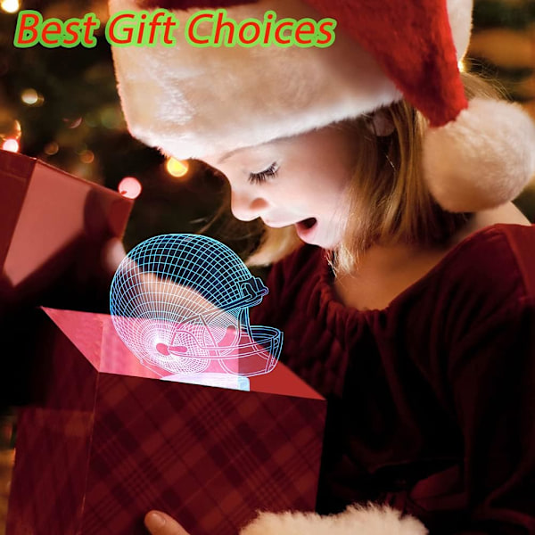 3D Fotbollshjälm Nattlampa, USB-driven LED Illusionslampa-XM2-