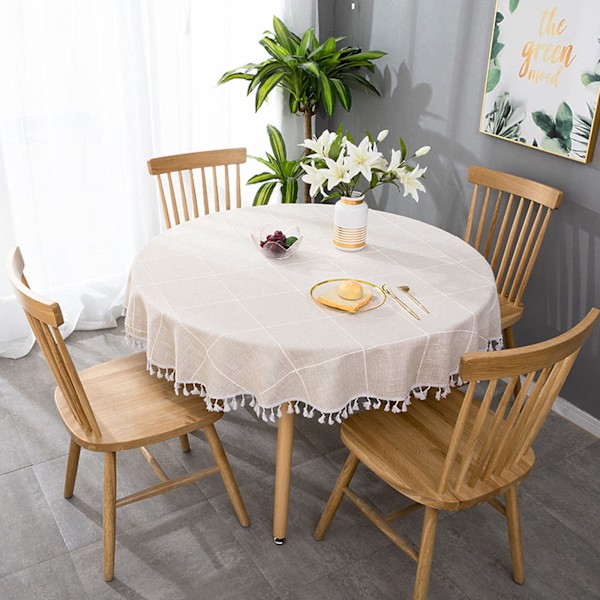 Rund Duk Bomull Lin Rynkefrie Duker Rutete