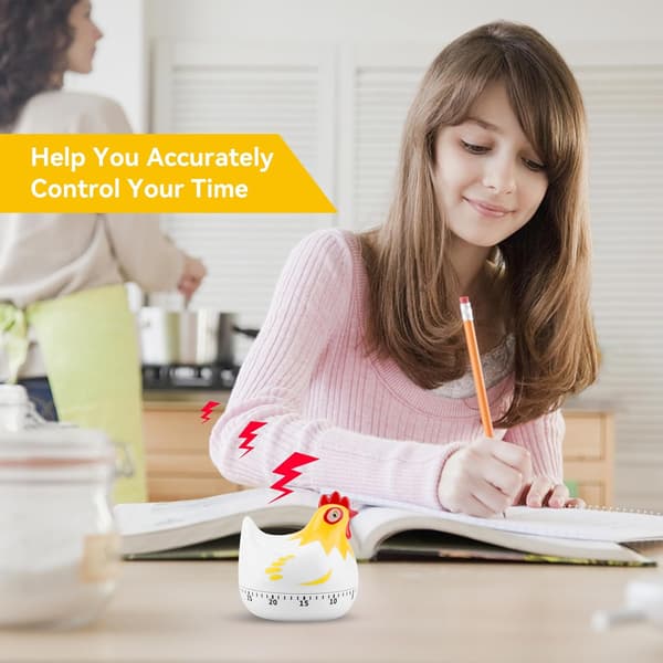 Chicken Kitchen Timer, Egg Timer, 60 Minute Chicken Kitchen Timer Manual Kitchen Timer with Loud Alarm for Cooking, Mechanical Rotating-FM-