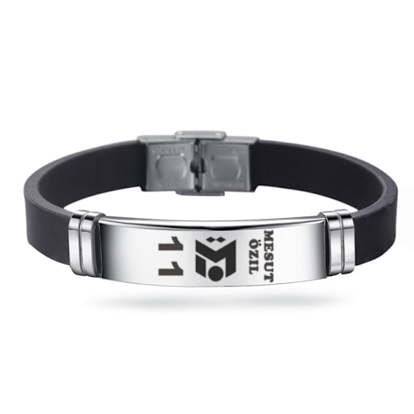 Fotbollsklubb Sport Silikonarmband i Rostfritt Stål Justerbart Armband*2 - Perf Mesut Ozil