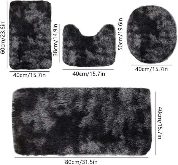 4-pack Bathroom Mat - Super Soft Microfiber Non-Slip Mat, Absorbent & Thick, For Bathroom & Kitchen-FM- brown black