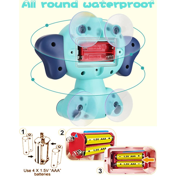 Elefant Badleksak, Pump Duschbadkar, 360 Graders Justerbar-XM2-