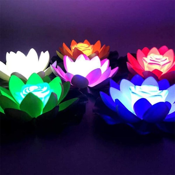 Aurinkokennovalaisin 18 cm LED Lootuslyhty Vesilyhty Kelluva