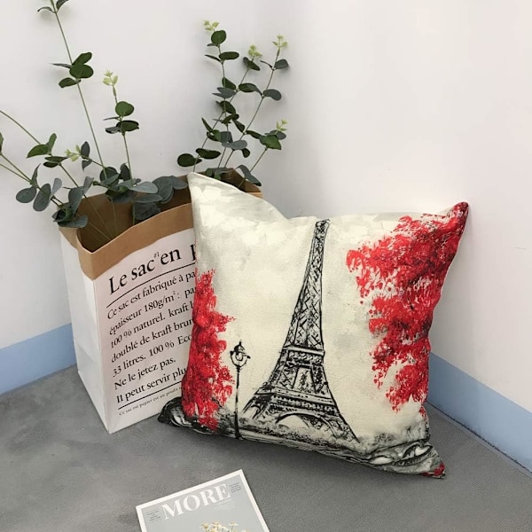 Koristetyynynpäälliset 45x45 cm Musta & Punainen Väri Eiffel-torni-XM2-