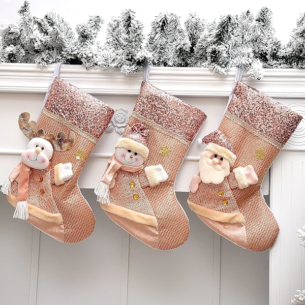 3-pack Jul Paljettstrumpor 40 cm Docka, Julklappspåse