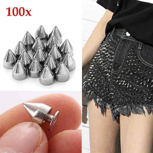 100 stk/sæt 9,5 mm nitter Spikes Screwback Cone Studs Punk Style