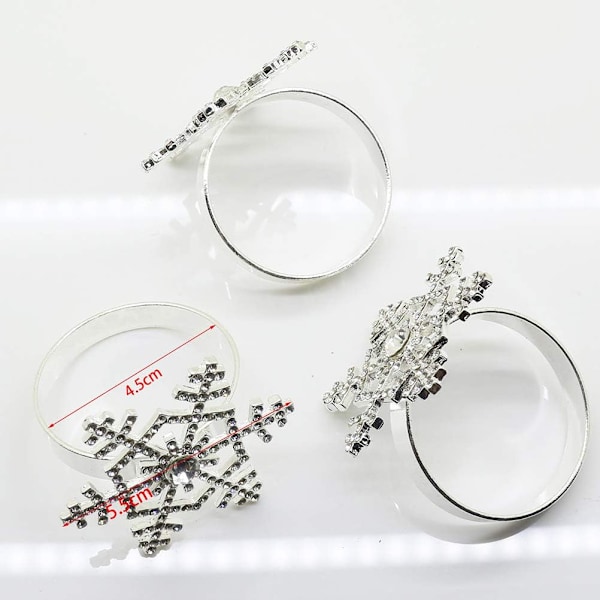 10-pack Servettringar - Silver Snöflinga Högtidsbröllop