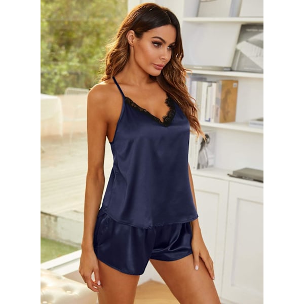 Dam Satin Pyjamas och Nattkläder Sexig Cami Shorts-KK1- S