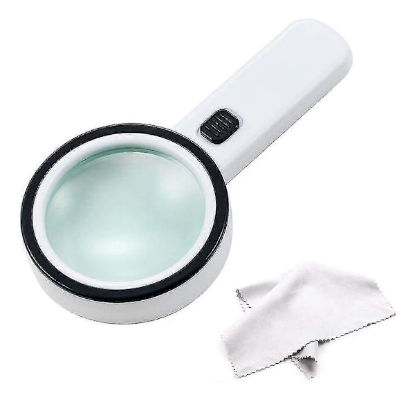 Forstørrelsesglas med lys, 30x håndholdt stort forstørrelsesglas 12 LED-X44-