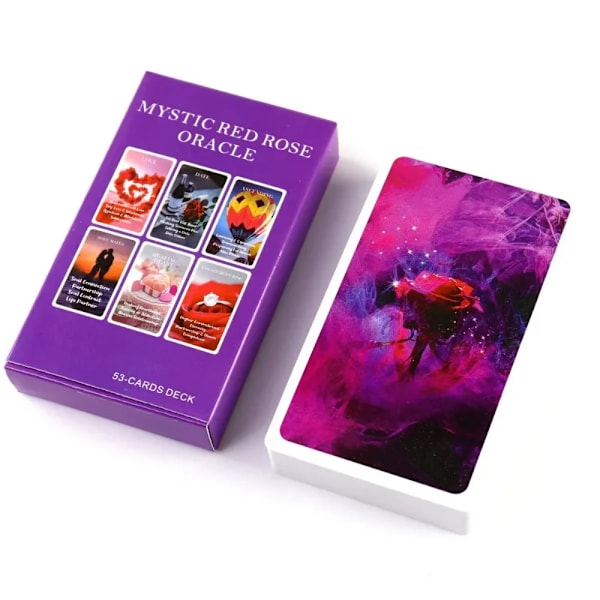 53 Kort Mystic Red Rose Oracle Deck 10,3*6cm En Situationsdæk Tarotkort Twin Flame Oracle Cards Kærlighed Nøgleord B