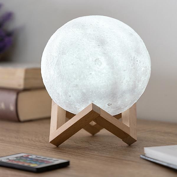3D LED Månlampe - Nattlys - Måneskinn - 15 cm white