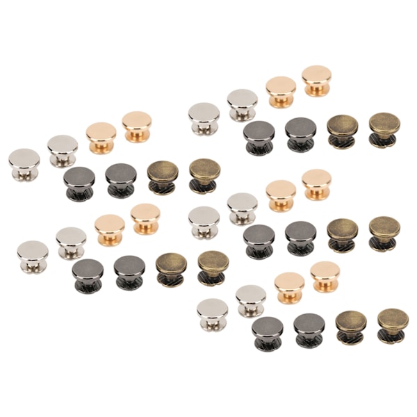 40 st DIY bindande skruvar 4 färger platt huvud 9x5mm slätare ytor metall Chicago skruvar för bälten handväskor skor kläder
