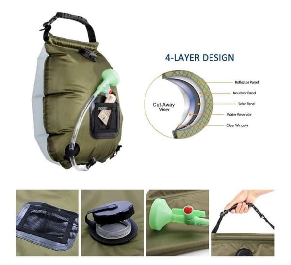 Campingdusj solardusj 20L dusjpose solvarmet campingdusjpose med