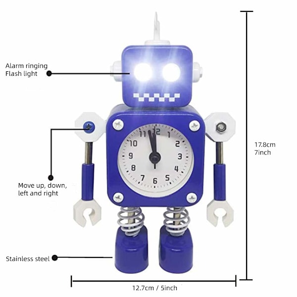 Robot Väckarklocka, Rostfritt Metall Ljudlös Väckarklocka