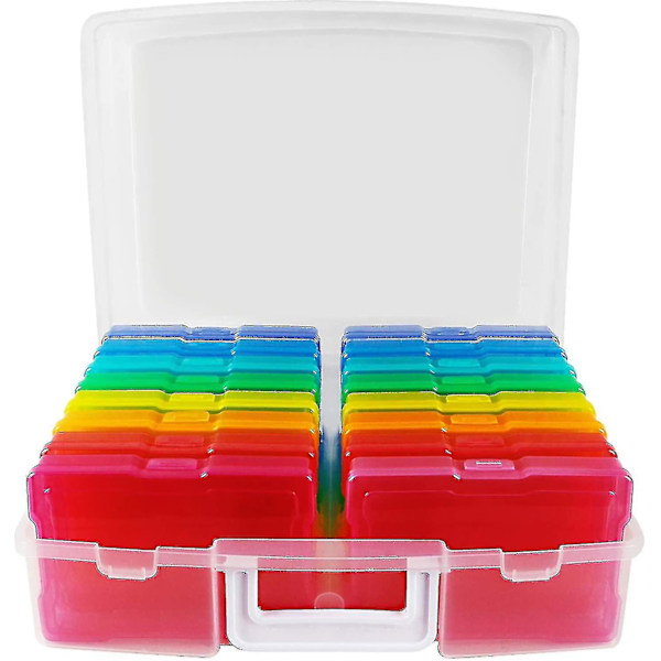 Transparenta 4\" X 6\" fotobokse - 16 indre organizer Photo Keeper Billedopbevaringsbeholder Boks til fotos---XM3-