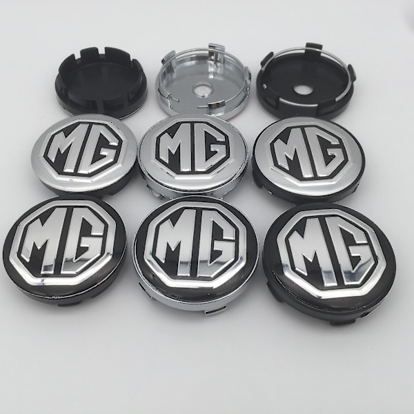 4 stk Mg Logo 56mm 60mm Deksel for Hjulnav, Dekal, Klistremerke, Styling Tilbehør, 56mm Sølv Deksel