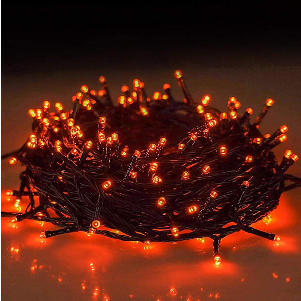 Halloween Koblingsbar Orange LED-lysstreng, 20M 200 LED Vanntett Utendørs Innendørs Lysstreng, 8 Moduser LED-lys, Fe-lys for Juletre