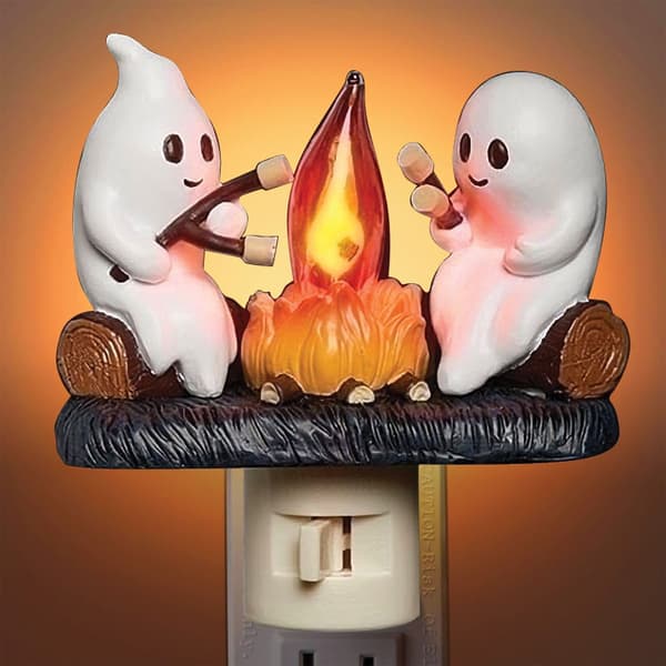 Halloween Spøgelsesnatlysæt, Spooky Plug-In Spøgelseslamper, Lysende Hjem- og Havepynt til Halloweenfester **Type A stik Type A socket