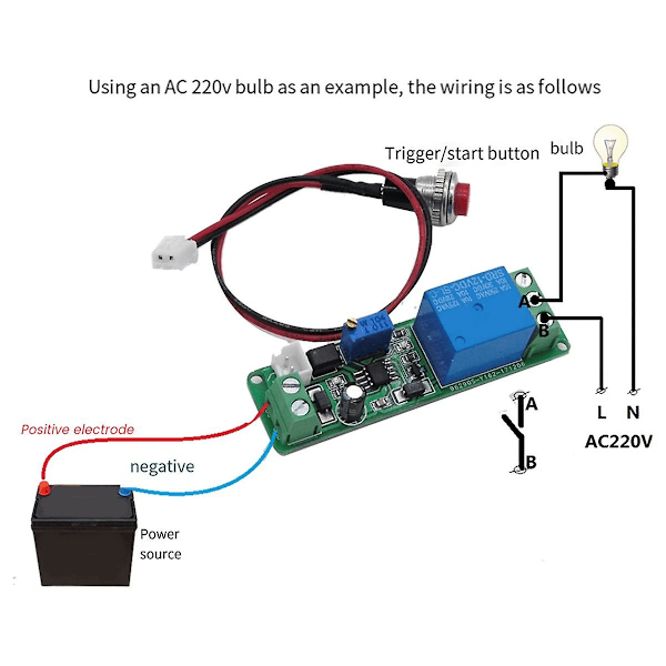 DC 12V Aika-rele Viive 1-10s Aika-säädettävä Rele Indikaattorivallolla Sammutusrelemoduuli TR