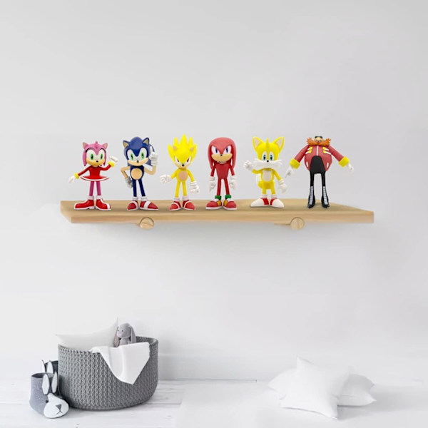Sonic Actionfigur, 8 cm hög, Sonic Sonic Actionfigur Samlarobjekt (6-pack)-FM-