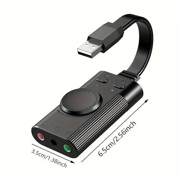 USB Lydadapter, USB Lydkort, Eksternt Lydkort med Volumkontroll