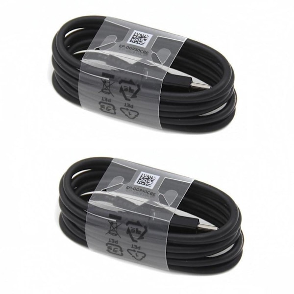 2 kpl Samsung Alkuperäinen 1,2m Extra Pitkä USB-C Kaapeli / Laturi Musta