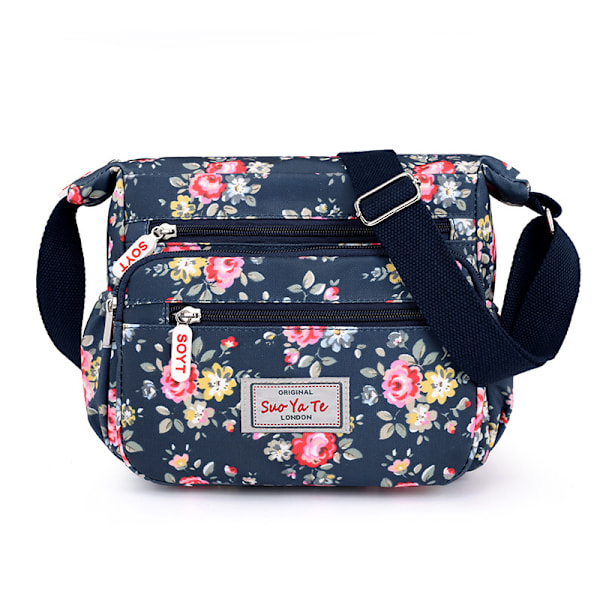 Dam Nylon Axelväska Casual Blommönstrad Crossbody Väska Messenger Väskor Handrosblomma