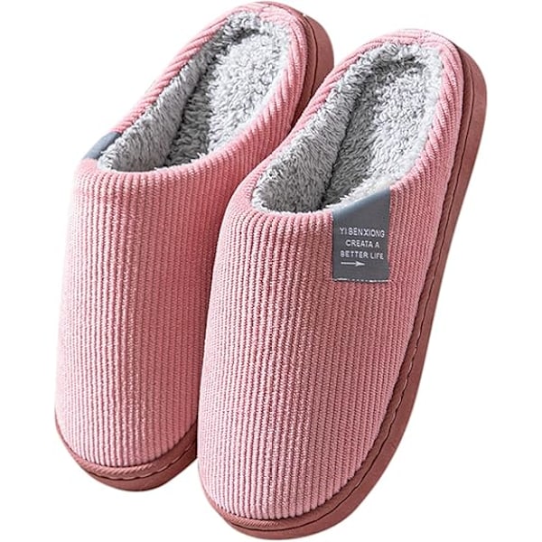 Hjemmesko for kvinner, Vinter hjemmesko, Komfortable tøfler, Varme fleecefôrede sko, Vinter hjemmesko rosa Pink 40-41