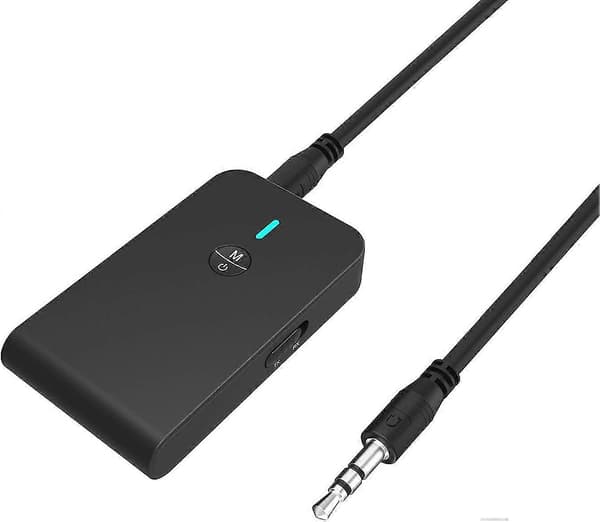Bluetooth 5.0-sender og -mottaker, 3-i-1 trådløs Bluetooth-adapter, 3,5 mm Bluetooth-lydadapter (svart)-FM-