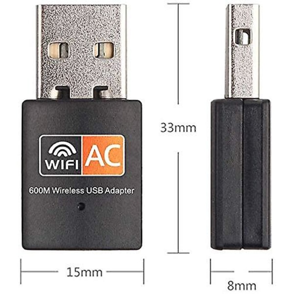 Usb Wifi-adapter 600 mbps, Usb 3.0 trådlös nätverks-wifi-dongel med 5dbi-antenn, dualband 2.4g/5g för PC