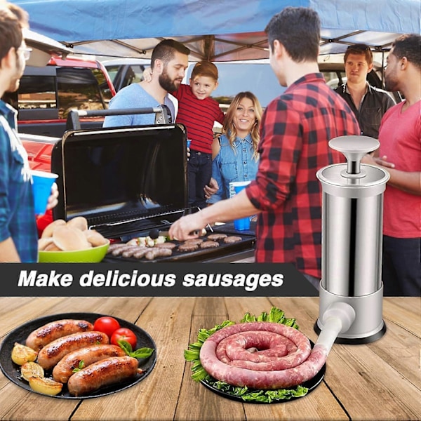 Makkarasuppilo, keittiökone kotitekoiselle makkaralle 4 täyttöputkella, pystysuora makkarakone nopea makkaroiden täyttö, 1 kg [Db]
