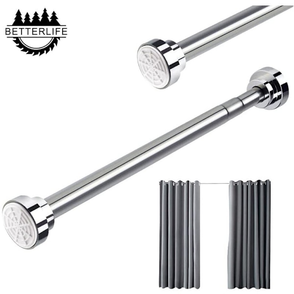 Telescopic Shower Curtain Rod 55-85cm Stainless Steel Telescopic Rod Extendable No Drilling Adjustable Length for Cabinet, Bathroom, Windows, Doors