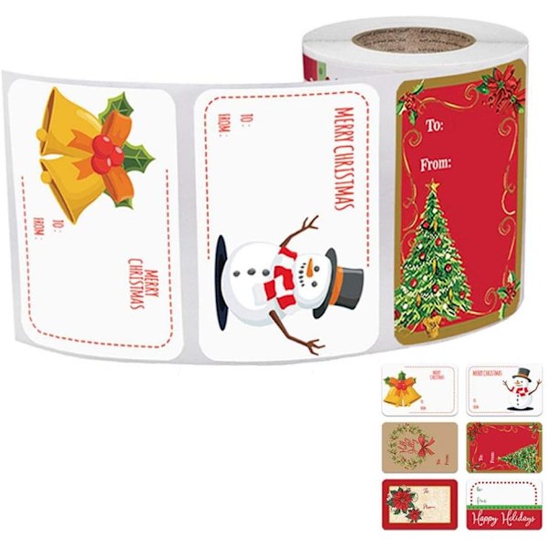 250 stykker juledekorasjonsklistremerker, 6 forskjellige design