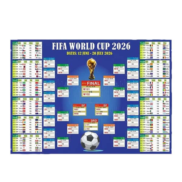 2026 VM Kampprogram Plakat Fodboldturnering Kampplan Vægkort