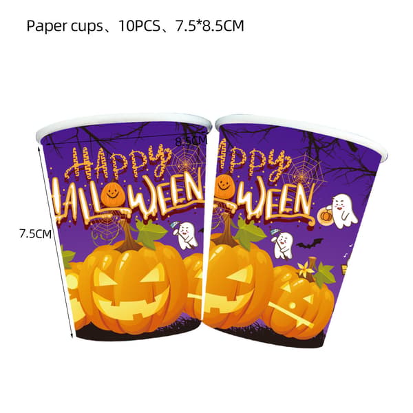 Græskar Spøgelse Halloween Fest Bordservice Sæt, Engangs Papirtallerkener Kopper Servietter Kit Flags 14pcs