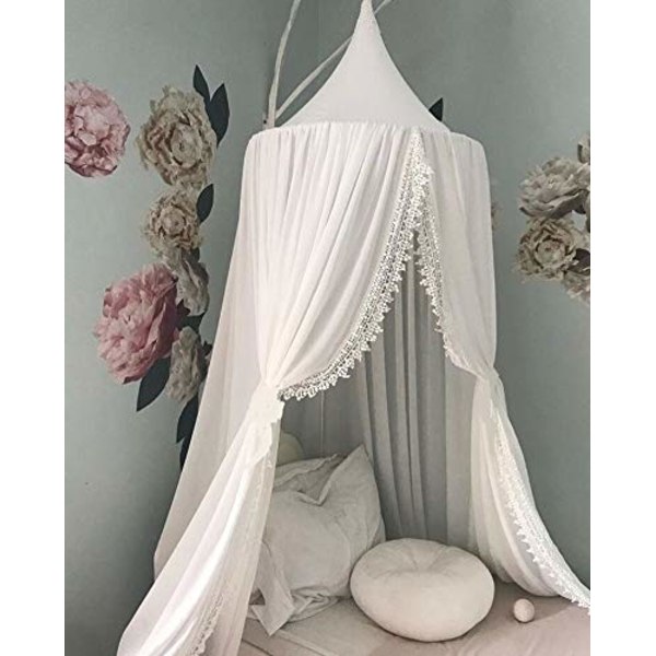 Chiffon senghimmel, børneværelse insektnet beskyttende skærm åndbar dekorativ myggenet hvid, 240 x 60 x 400 (bundomkreds) cm